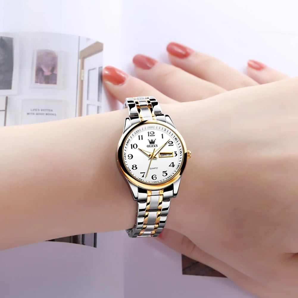 Women's Two Tone Stainless Steel Quartz Watch With Date