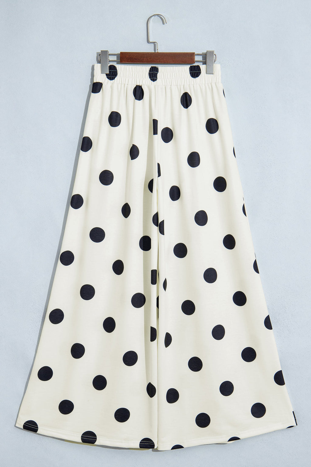 Brown Polka Dot Wide Leg Elastic Waist Casual Pants