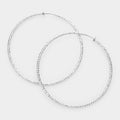 Women's 3.2" Textured Metal Hoop Clip on Earrings
