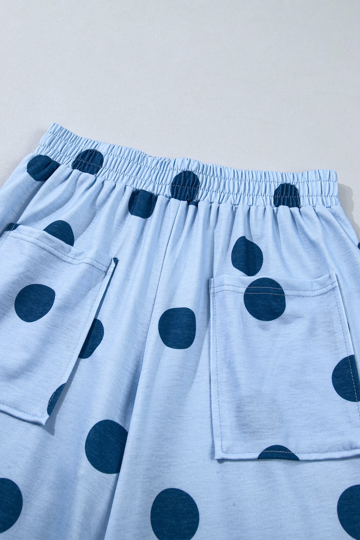 Brown Polka Dot Wide Leg Elastic Waist Casual Pants