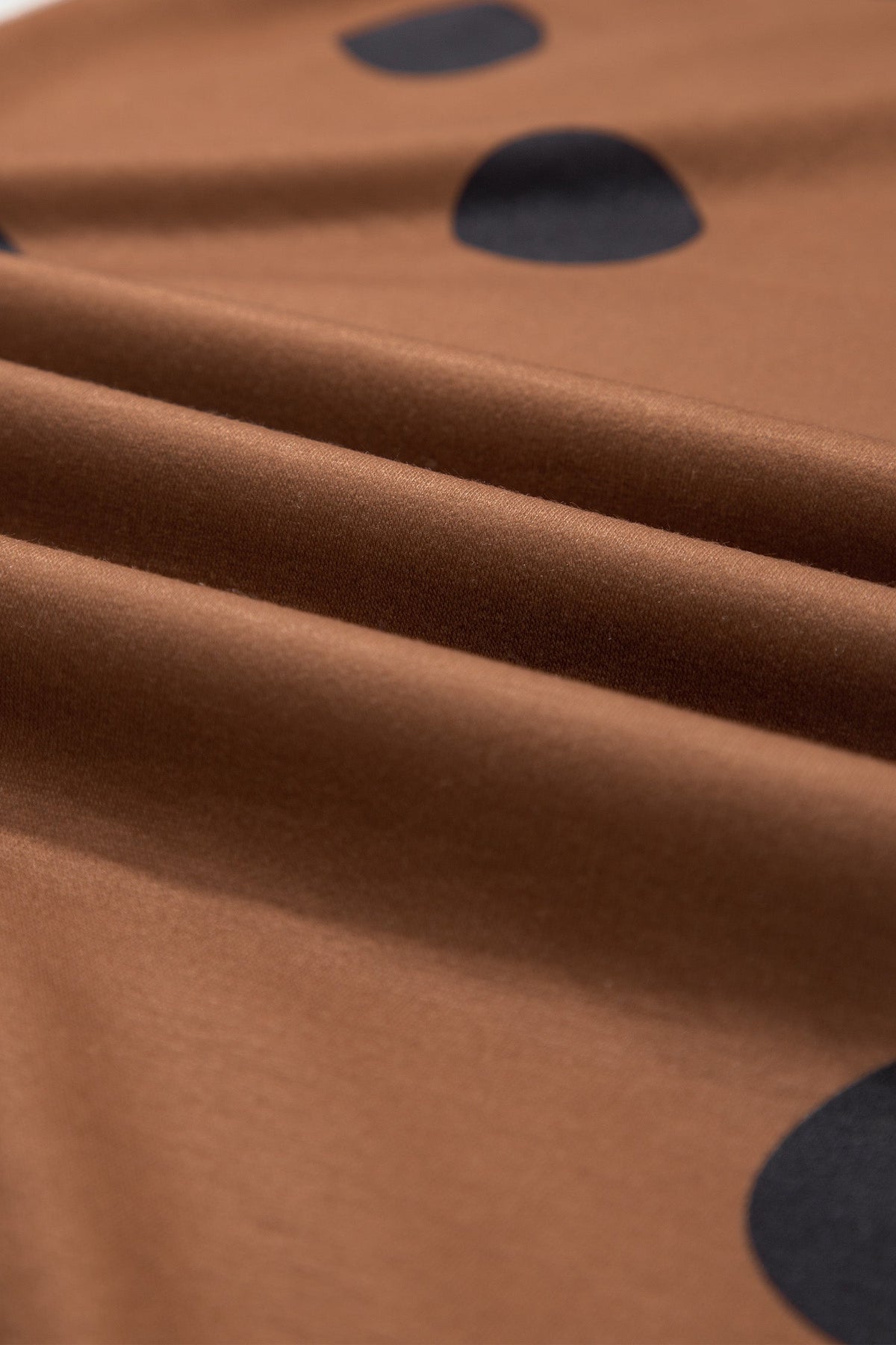 Brown Polka Dot Wide Leg Elastic Waist Casual Pants