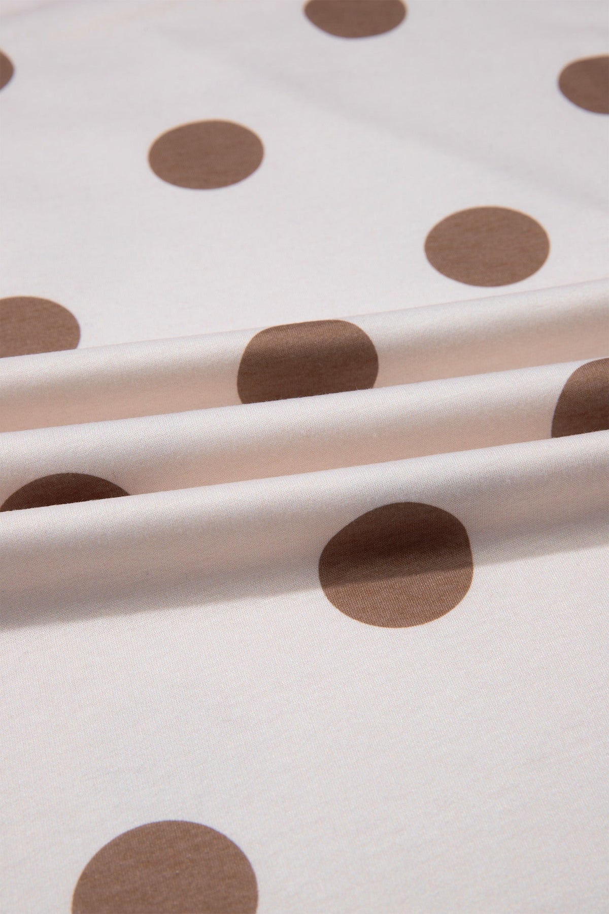 Brown Polka Dot Wide Leg Elastic Waist Casual Pants