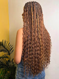 Boho Knotless Braided Wig, Synthetic Full Lace, Ombre Blonde