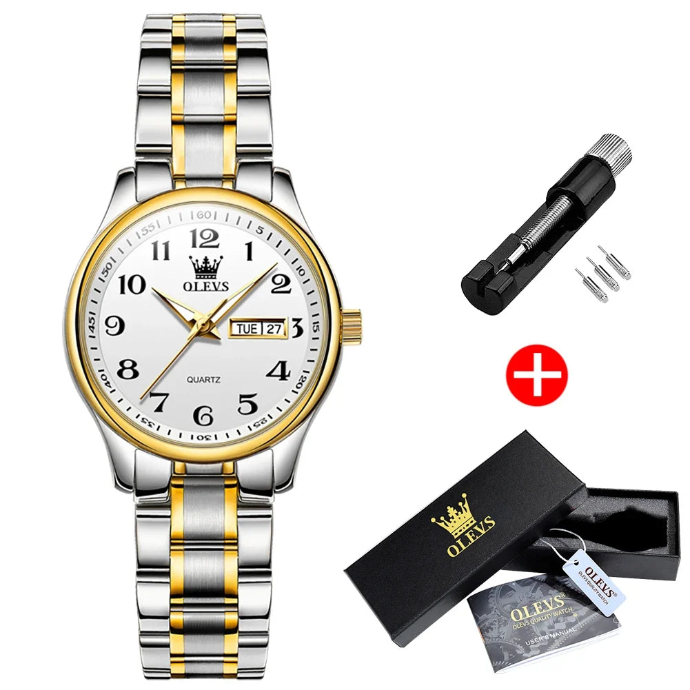 Women's Two Tone Stainless Steel Quartz Watch With Date