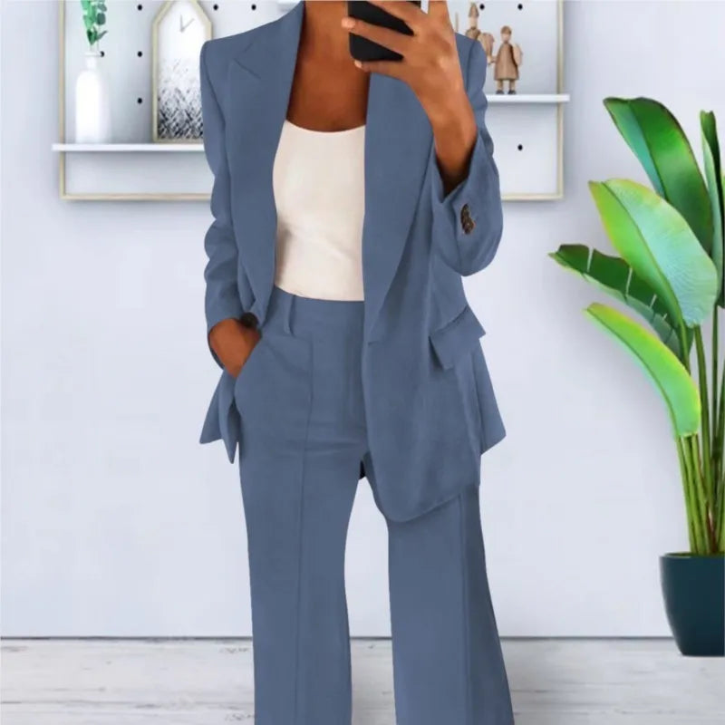 Women Spring Autumn Suit 2 Piece Sets Long Sleeve Jacket Coat High-Waisted Trousers Business Suit Office Ladies Pant Sets Outfit