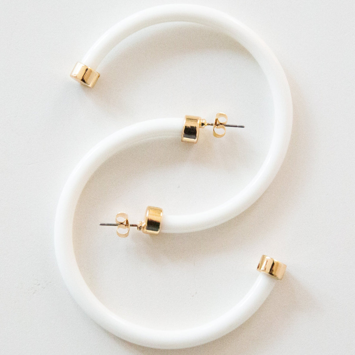 White Hoop Earrings