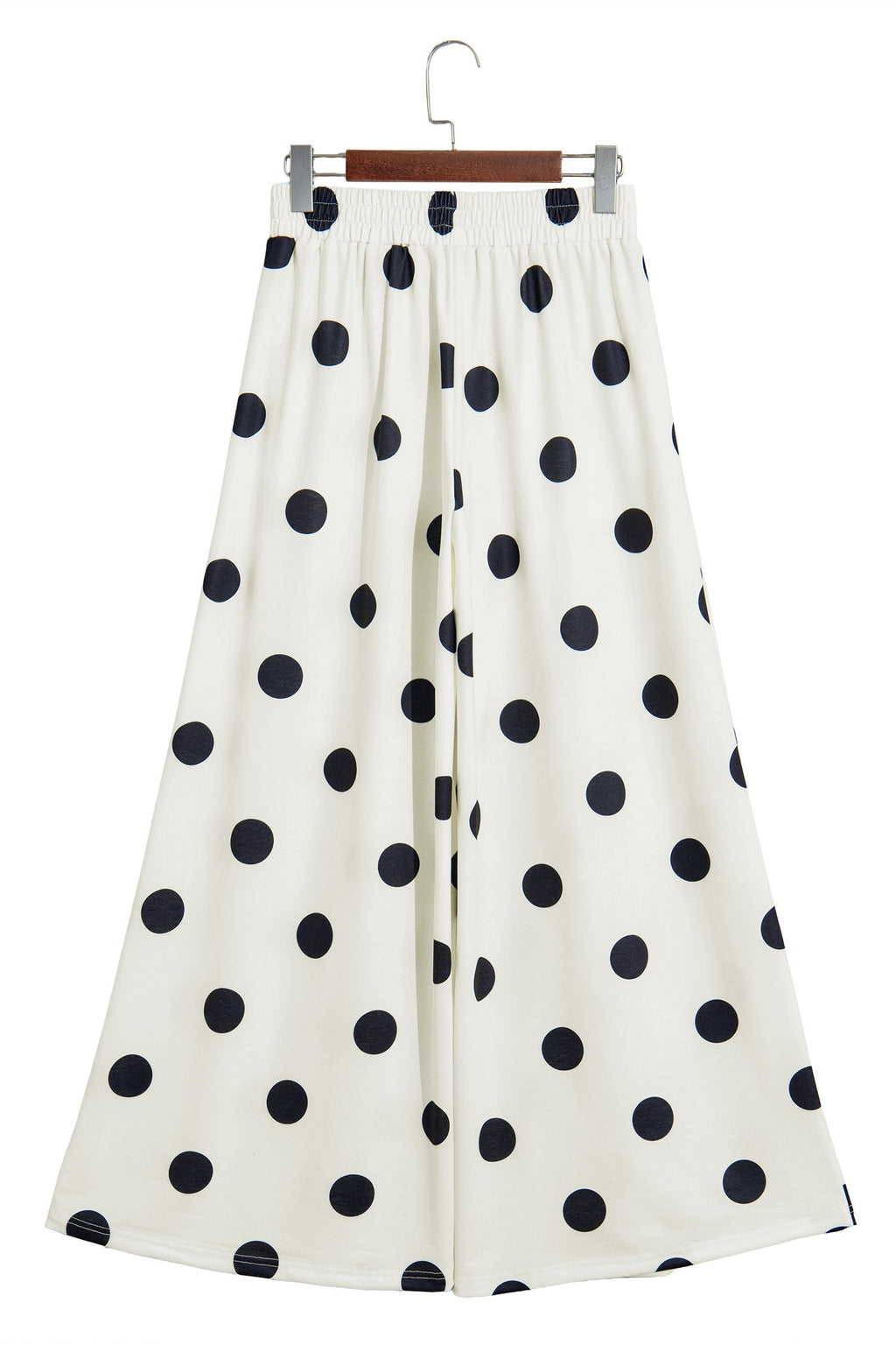 Brown Polka Dot Wide Leg Elastic Waist Casual Pants