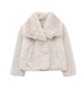 Winter Plush Coat Fashion Warm Thicken Fluffy Lapel Jacket Outwear Casual Long Sleeve Tops Womens Clothing