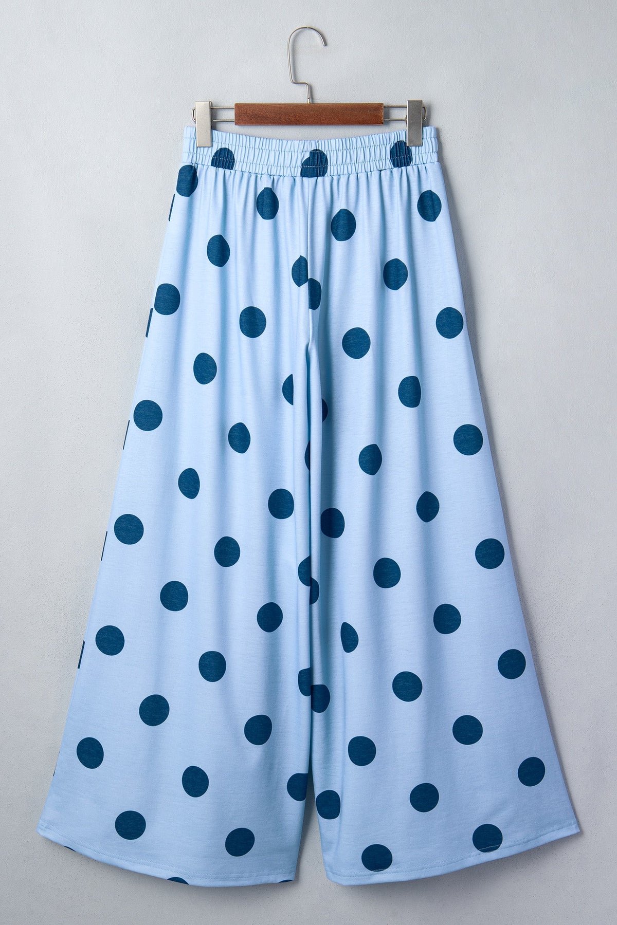 Brown Polka Dot Wide Leg Elastic Waist Casual Pants