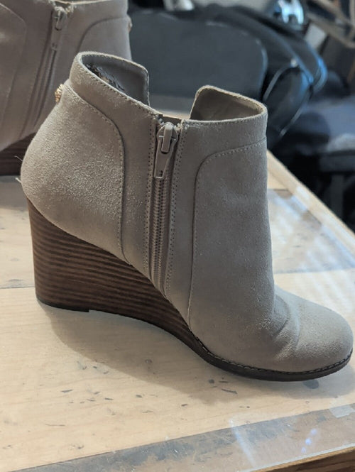 Anne Klein Faux Suede Wedge Ankle Boot - Taupe Women's 7