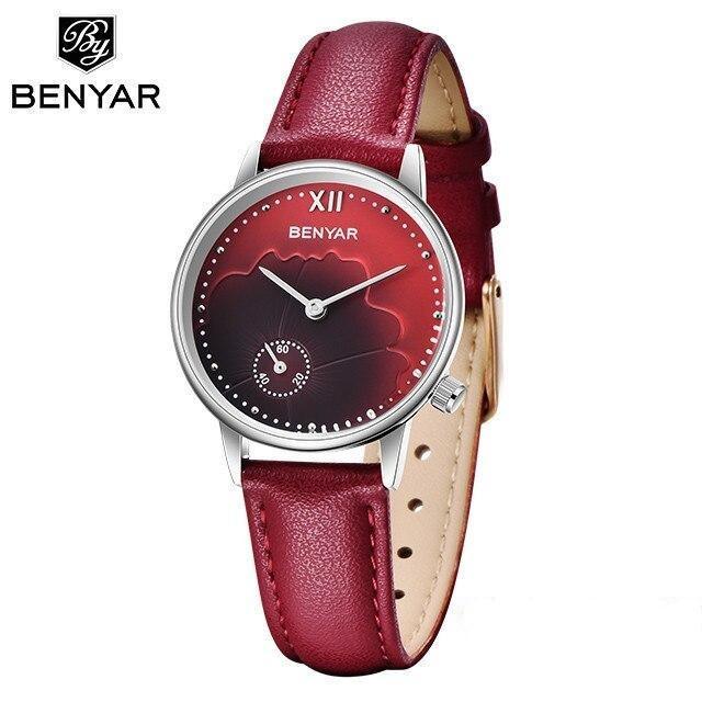 New Red Women Fashion Watch Quartz Luxury Leather Strap Analog Waterproof And Scratch Resistant Watches Excellent Gift For Women