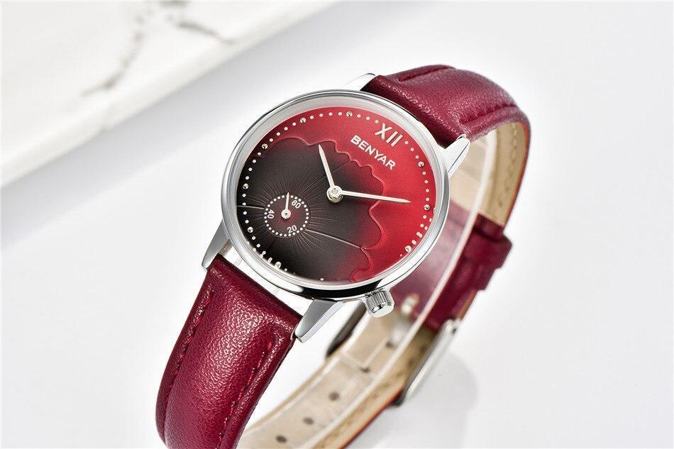 New Red Women Fashion Watch Quartz Luxury Leather Strap Analog Waterproof And Scratch Resistant Watches Excellent Gift For Women